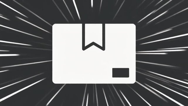 Fast Delivery Box Icon Animation with High Speed Motion Lines Background