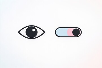 Obraz premium Visual representation of perception and interaction symbolized by a closed eye and a toggle switch depicting awareness and engagement signaling dichotomy in digital contexts