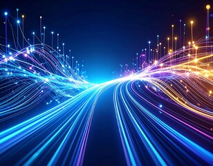 Abstract digital highway.  Colorful data streams