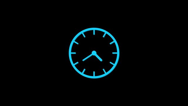 Abstract spinning clock icon animation for time management, deadline and business productivity concept