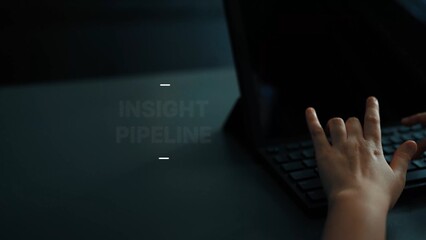 Close-Up of Hand Using Computer Keyboard in Dimly Lit Environment with Focus on Digital Interaction...