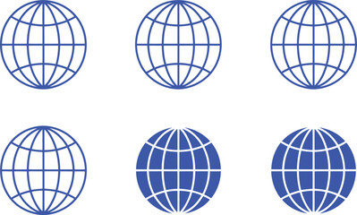 Naklejka premium Six Blue Globe Grid Layout earth network