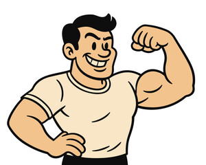 Fototapeta premium Handsome athletic bodybuilder athlete with a strong muscular torso and powerful biceps posing isolated on white background as a fit gym model