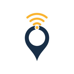 Map pin with wifi signal logo icon design vector.
