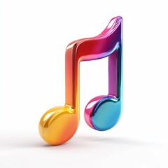 Shiny 8 eight notes icon or logo. Colorful music note on white background