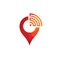 Map pin with wifi signal logo icon design vector.
