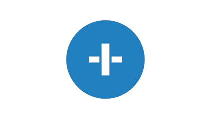 Fototapeta premium A blue circle containing a white abstract symbol resembling a vertical line with two short horizontal lines