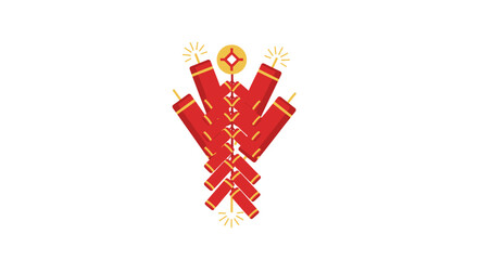 Chinese New Year Firecracker Minimal Flat Vector Design