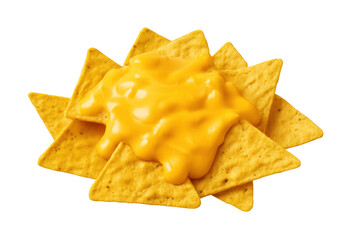 Fototapeta premium Nacho tortilla chips covered in melted cheese sauce