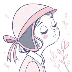 Pastel Soft Doll Character Gentle and dreamy doll in light pastel shades clean vector style with perfect balance on white background