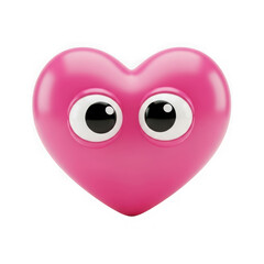 Fototapeta premium Cute pink heart with big eyes isolated on transparent background