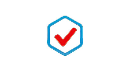 Checkmark inside Hexagon Frame on White Background
