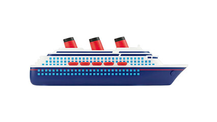 Cruise Ship Illustration on White Background