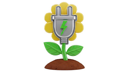Eco-Friendly Power Concept: Flower Plug in Soil