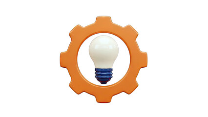 Lightbulb Inside Gear: Idea, Innovation, and Solution