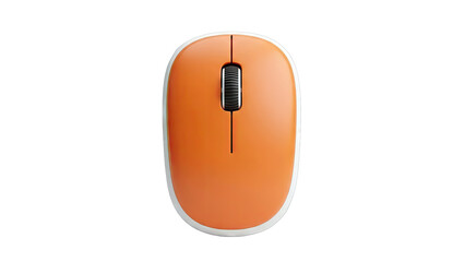 Orange Wireless Mouse Isolated on White Background