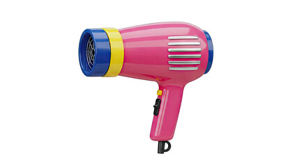 Pink Hair Dryer Isolated on White Background