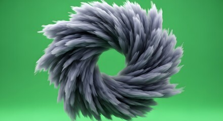 Abstract Feather Vortex Ring on Green Background