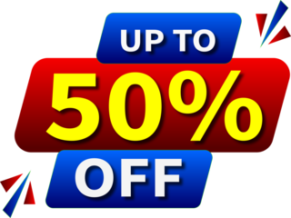 Up to 50% off sales promotion banner with bold colorful design and a black background Vector, illustration