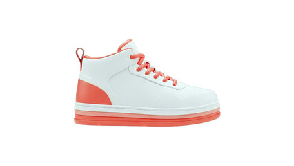 White and Coral Sneaker Isolated on White Background