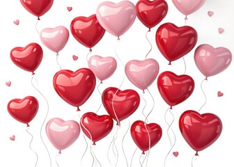 Heart shaped balloons isolated on white background