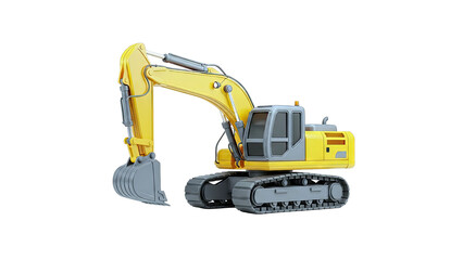 Yellow Excavator Isolated on White Background