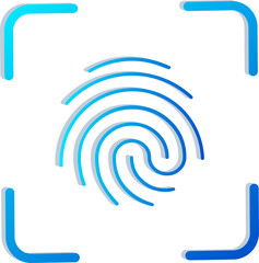 3D Fingerprint Biometric Security Icon