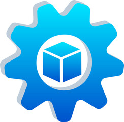 3D Product Development Gear and Cube Icon