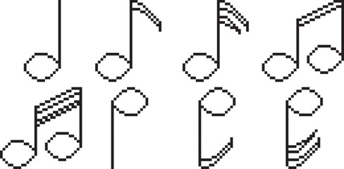 Naklejka premium Musical not icon black-white vector pixel art