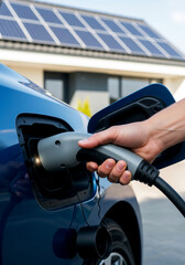 Modern A-frame house sleek black solar panel roof forest