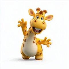 Friendly smiling giraffe character for children web or mobile app on white background