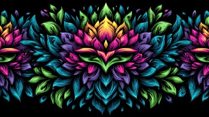 Symmetrical Floral Mandala with Vibrant Gradient Colors image photo