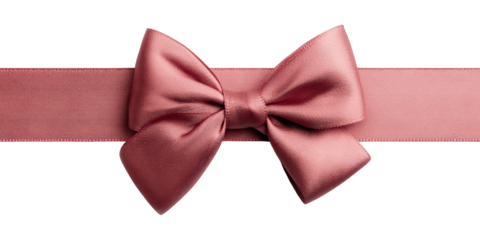 Pink satin ribbon bow with wide wrapping band, elegant decorative accessory for gifts and celebrations, smooth texture and soft shine