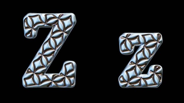 Modern alphabetic letter with flourishes &ndash; Z z -  transparent background , seamless loop