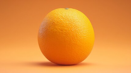 Vibrant single orange fruit on a matching orange background.