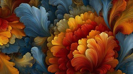 Vibrant Abstract Floral Pattern with Swirling Petals in Warm and Cool Tones image Photo