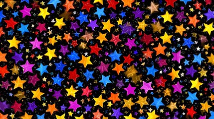 Vibrant Array Of Colorful Star Shapes On A Photo Black Textured Background stars pattern