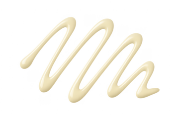 White creamy sauce drizzling swirl pattern on transparent background