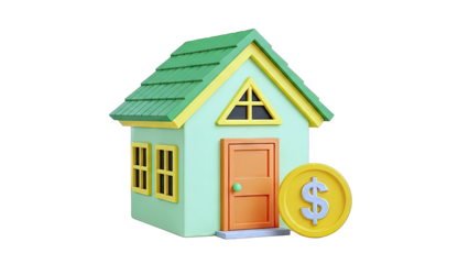 Cartoon House with Dollar Coin