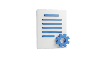 Document with Settings Gear Icon 3D Illustration