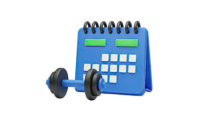 Fitness Calendar with Dumbbell: Planning Workout Schedule