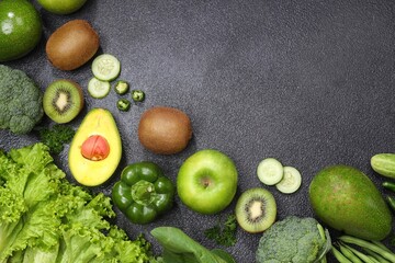 Fresh green vegetables and fruit