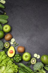 Fresh green vegetables and fruit