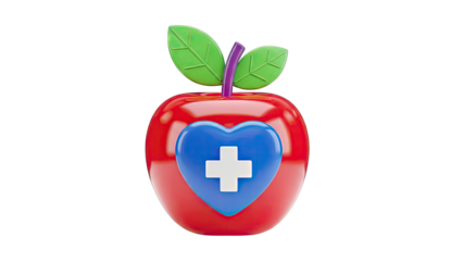 Healthy Apple with Heart and Cross Symbol