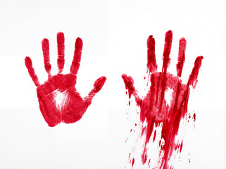 Bloody hand print isolated on white background. Illustration on transparent background