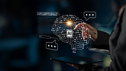 AI brain circuit symbolizing machine learning, automation, data processing, and advanced analytics driving modern business innovation Parse