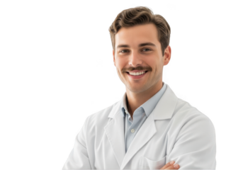 Smiling doctor isolated on transparent background