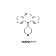 Perithiaden molecule chemical structure &ndash; tricyclic antidepressant drug used for depression and anxiety disorders, skeletal formula illustration