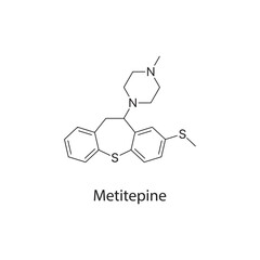 Metitepine molecule chemical structure &ndash; serotonin receptor antagonist and antipsychotic research compound, skeletal chemical formula