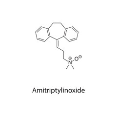 Amitriptylinoxide molecule chemical structure &ndash; tricyclic antidepressant metabolite used in psychiatric treatment, skeletal formula